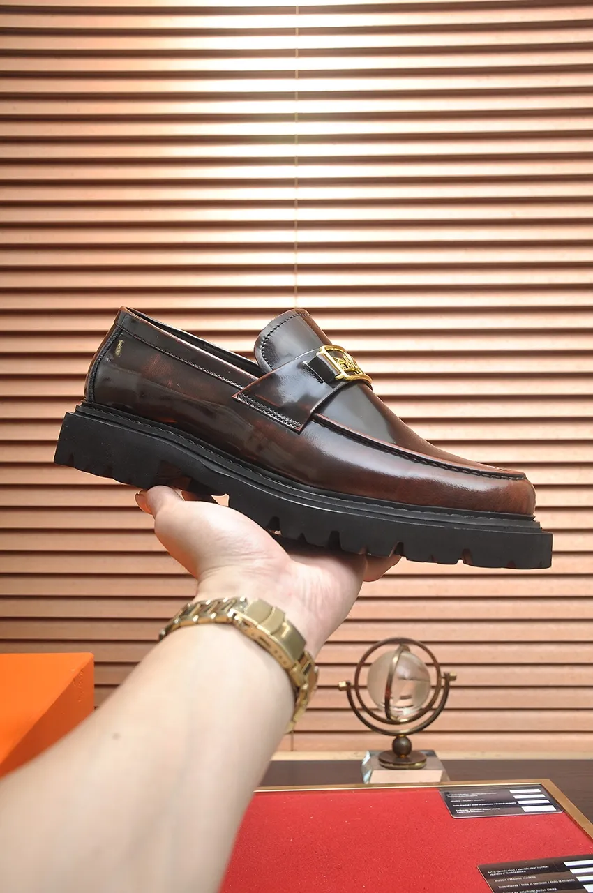 Men's men's shoes 💰720💶【[Hermes HERMES】】(High-end Niuli) New 🍀 HERMES - top version of classic casual leather shoes! Made of imported original cowhide, the inner top layer is comfortable cowhide lining! Original wear-resistant rubber foam outsole! High quality products! Code number 38-45 (45 customized)